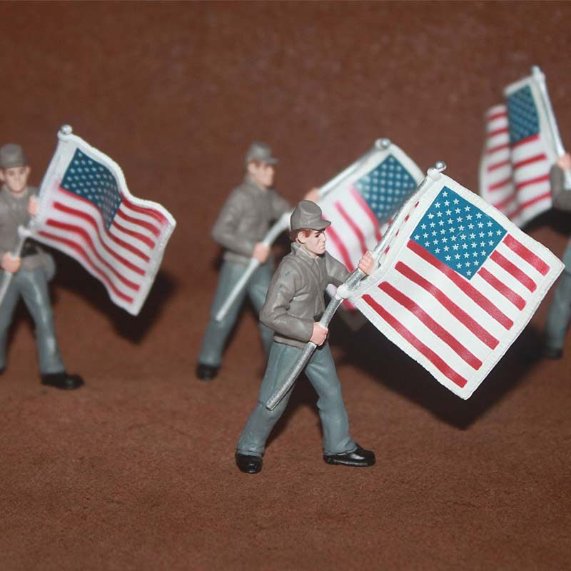 safari正版仿真 兵人模型玩具场景摆件中世纪步兵 举旗美国大兵