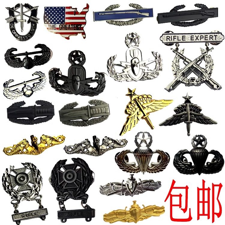 军迷美国将官将军胸前挂件金属徽章金属标帽徽资质资历章勋章胸徽