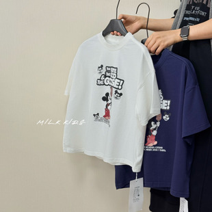 T恤2026夏新款 MILK KIDS.男童美式 卡通短袖 上衣潮 儿童中大童半袖