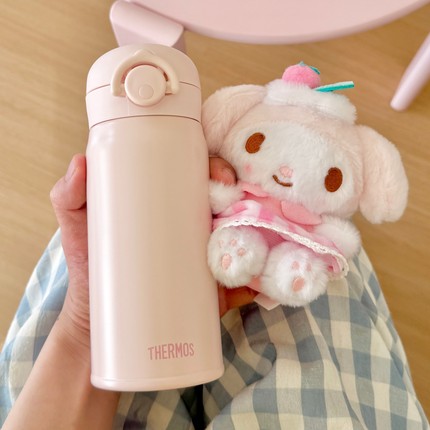 膳魔师不锈钢保温杯男女儿童简约弹盖车载便携直饮粉色水杯350ml