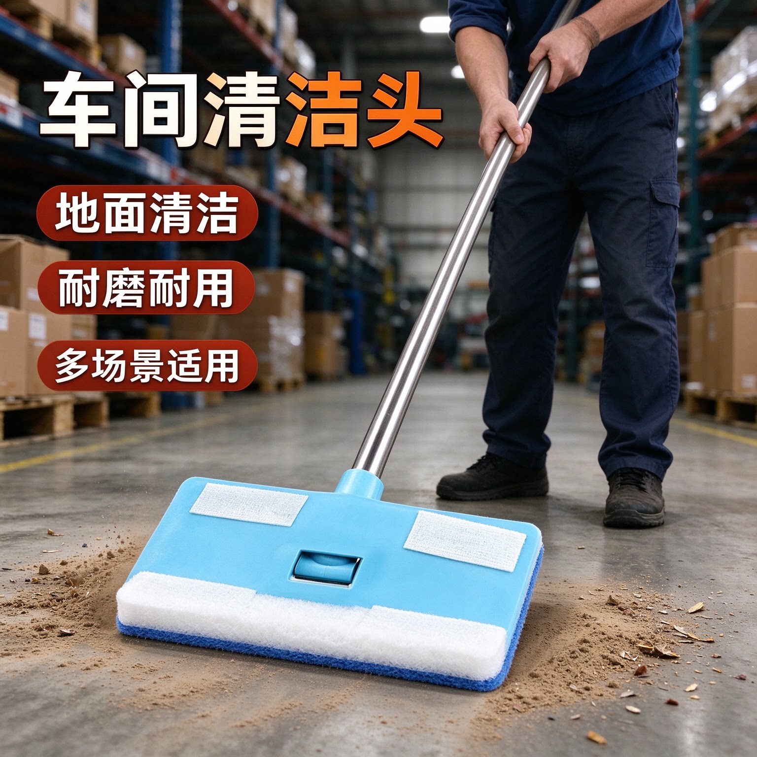 家用长杆海绵清洁刷可替换刷头浴室地砖刷厨房墙面油污清洗免弯腰