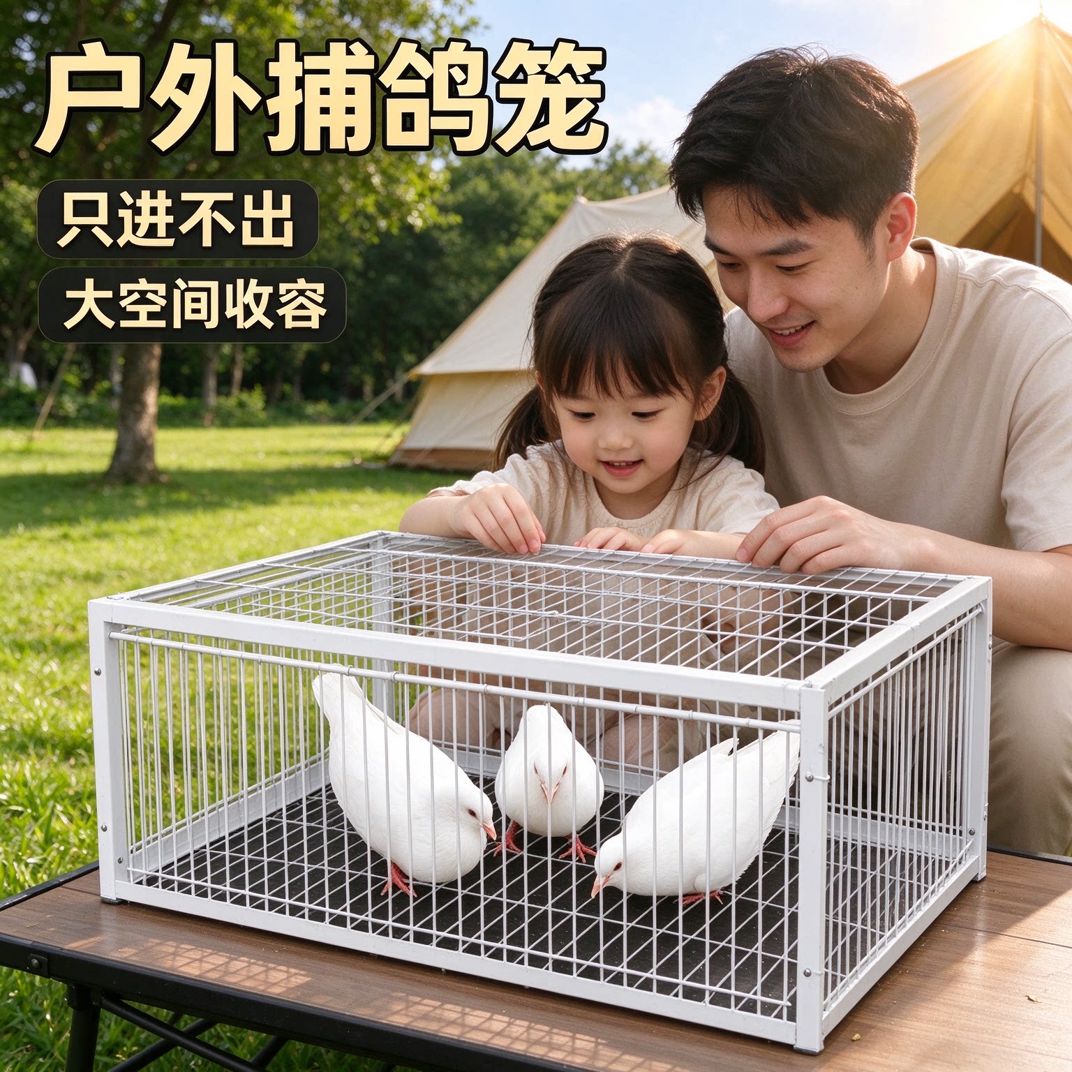 天落笼只进不出捕鸽笼加密撞门笼四面进鸽加厚烤漆防锈户外抓鸽子