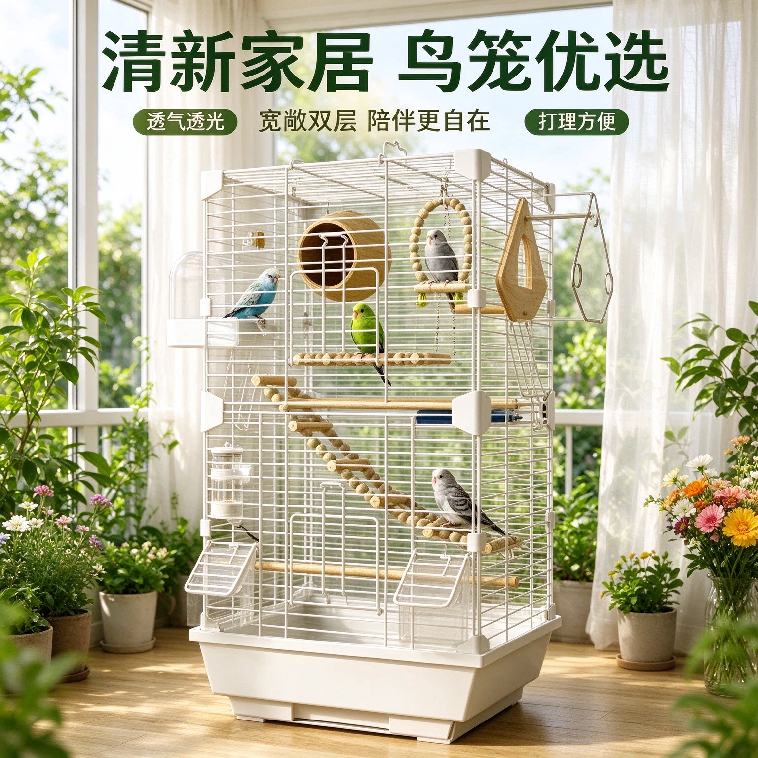 新款拼接生态鸟别墅加粗框架结实防锈虎皮玄凤牡丹文鸟饲养笼子