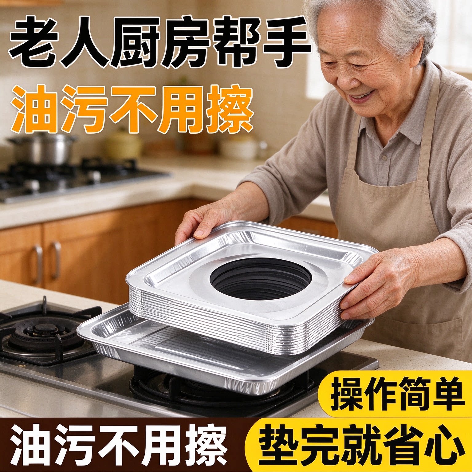 厨房燃气灶锡纸防油垫一次性铝箔垫圆形方形煤气炉垫灶台免清洗