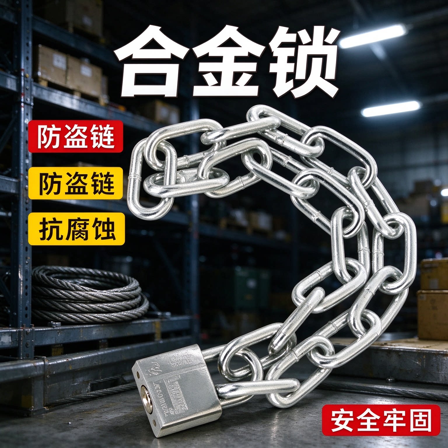 加厚合金铁链防盗链条锁自行车电动车锁户外防水防锈商铺仓库大门
