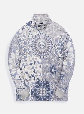 现货 KITH Moroccan Tile Quarter Zip 摩洛哥图案半拉链卫衣