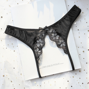 女蕾丝透视性感薄纱黑色内裤开裆一根带子丁字裤新款2025爆款白夏