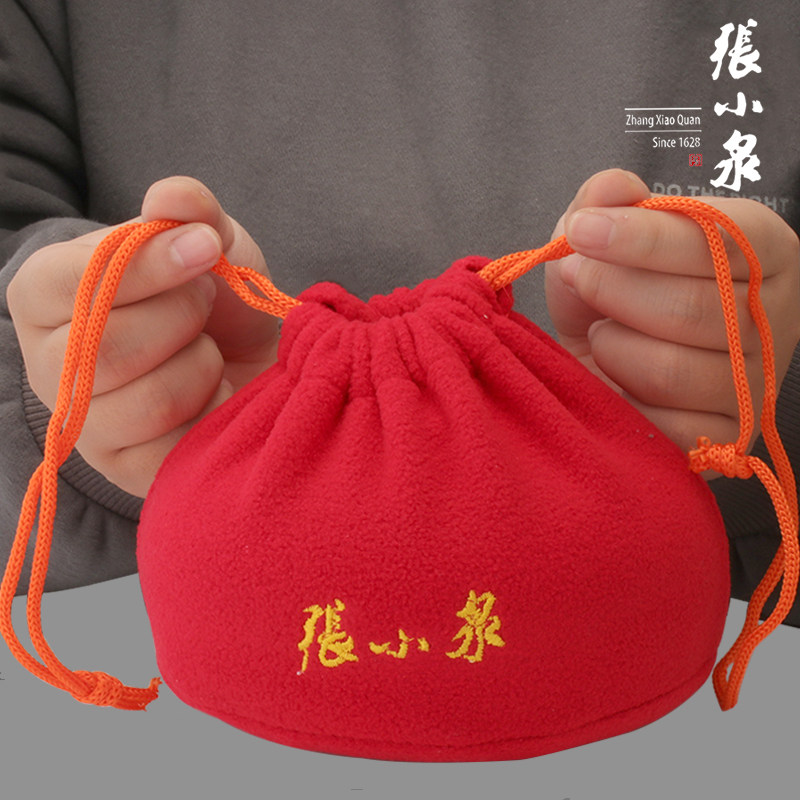 汤婆子张小泉铜烫壶复古龙凤绒布套加厚冲注水大小号暖手宝热水袋