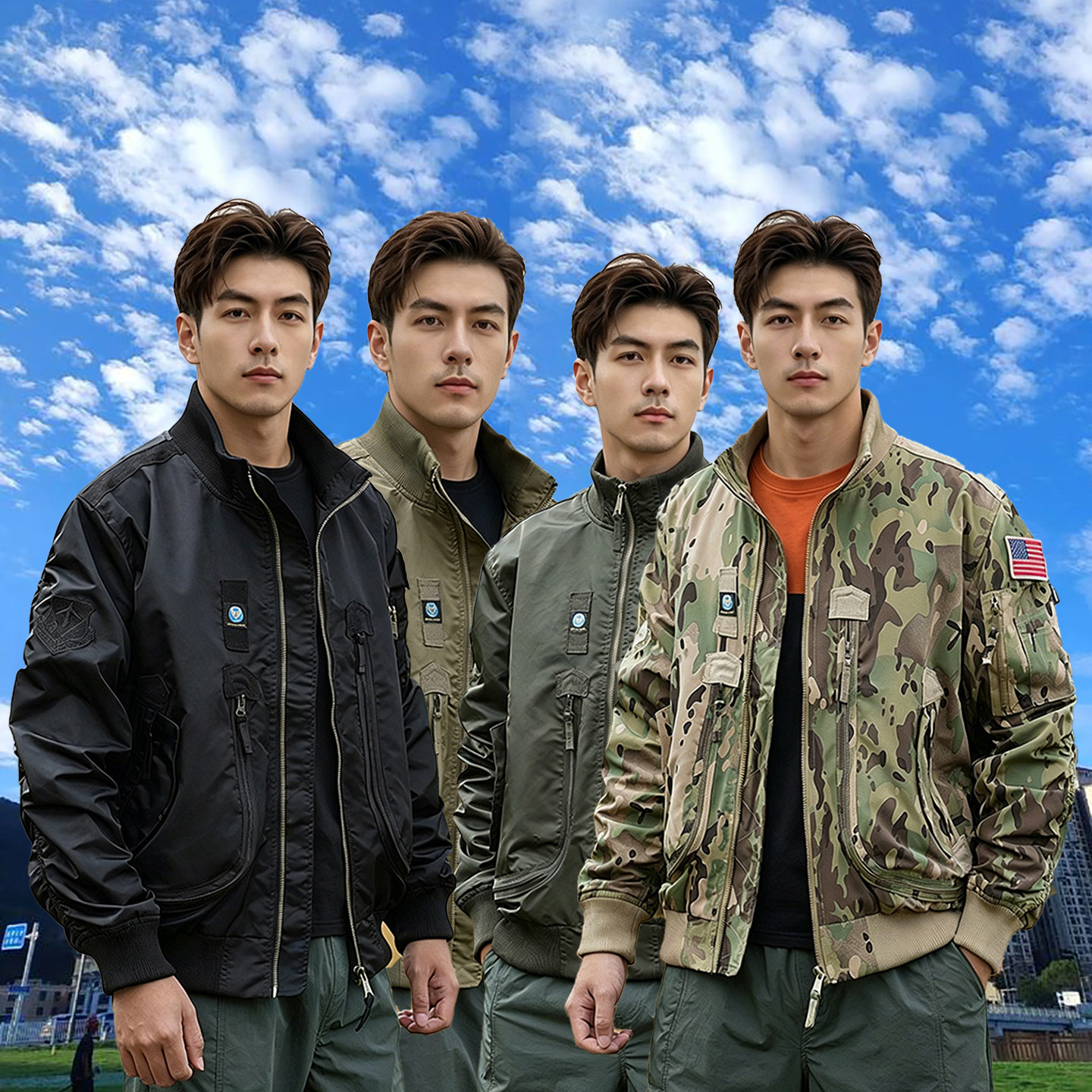 美军美式101空降师MA1飞行员夹克男士立领迷彩户外工装外套军旅风