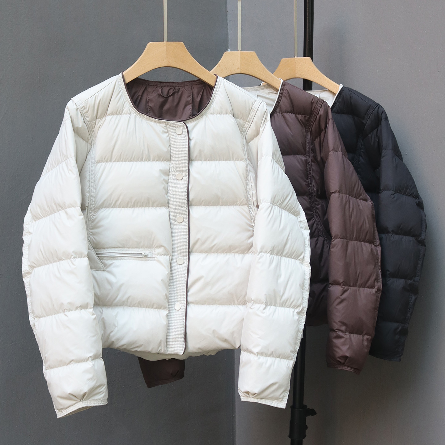 欧货韩版圆领短款羽绒服外套女装