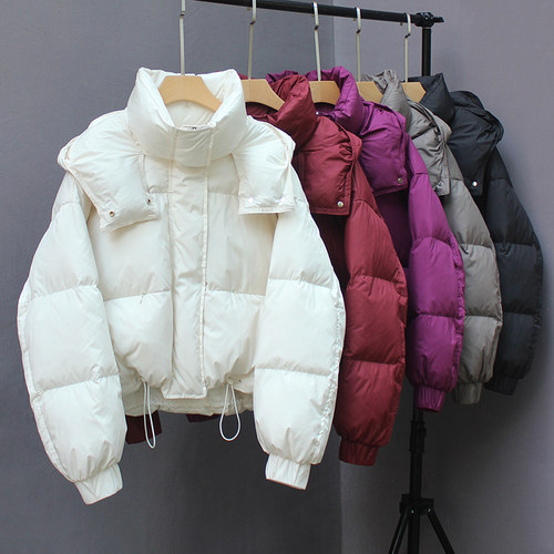 韩版宽松加厚羽绒服女短款连帽潮