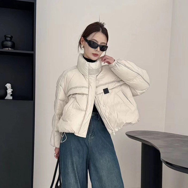 小个子羽绒服女宽松短款立领外套