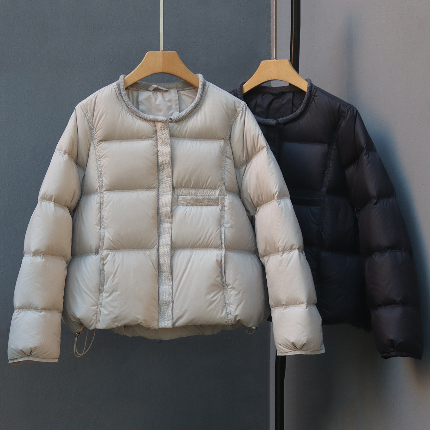 圆领百搭休闲白鸭绒面包服外套女
