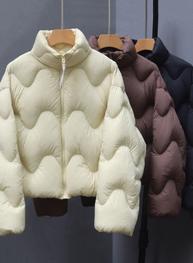 商场同款2025冬季新款宽松波浪泡芙云朵感立领羽绒服女短款小个子