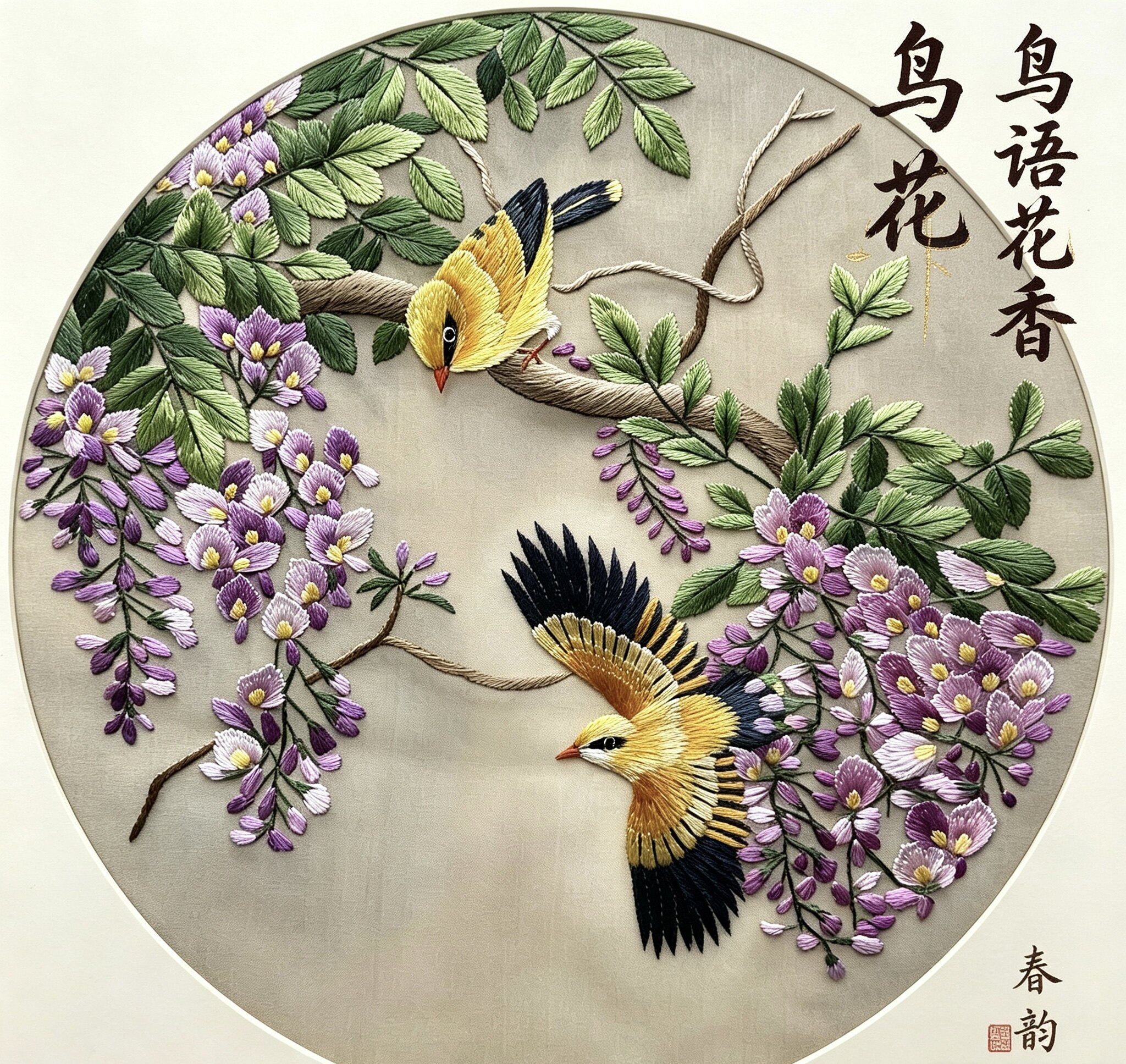 手工苏绣绣片20cm手工花鸟刺绣片 旗袍汉服新中式包包团扇diy辅料
