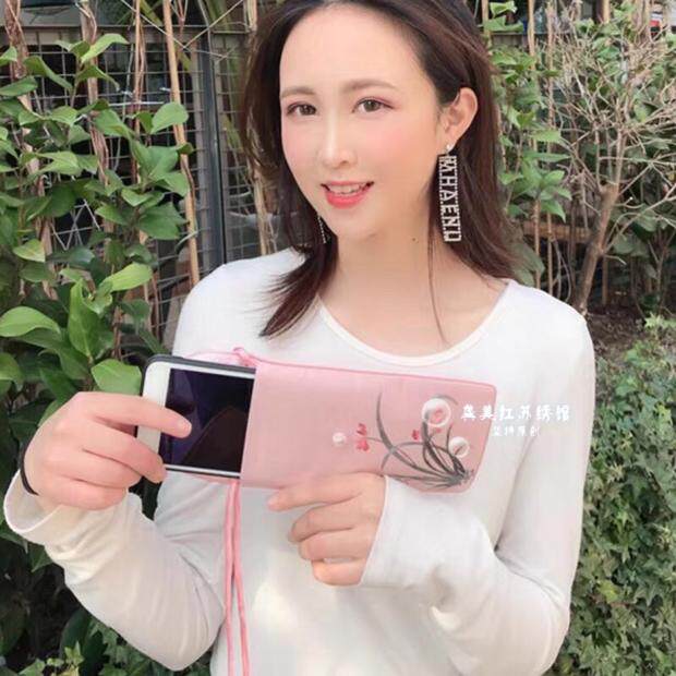 苏绣精品 绣刺绣手机包 绳子挎包袋子苏州特色 中国特色礼品