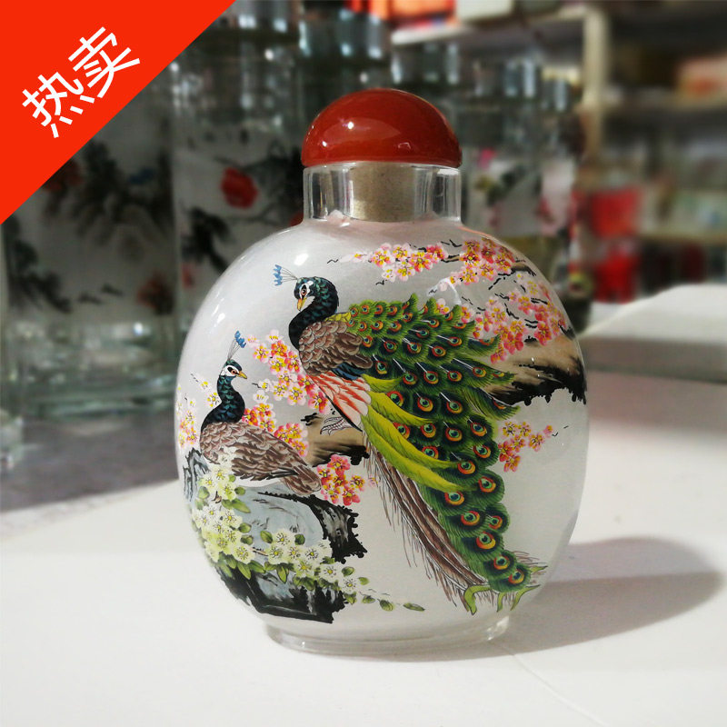 内画鼻烟壶 纯手工水晶瓶收藏送礼高档礼品摆件