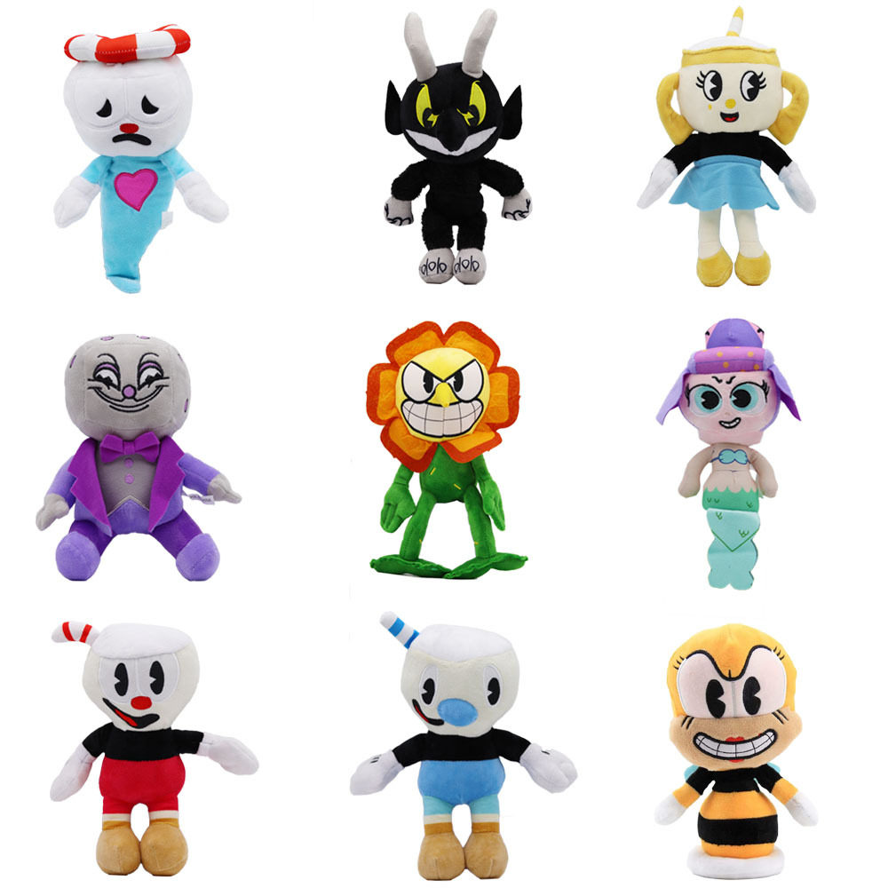 货源直供茶杯头大冒险cuphead游戏毛绒玩具红色蓝色茶杯公仔