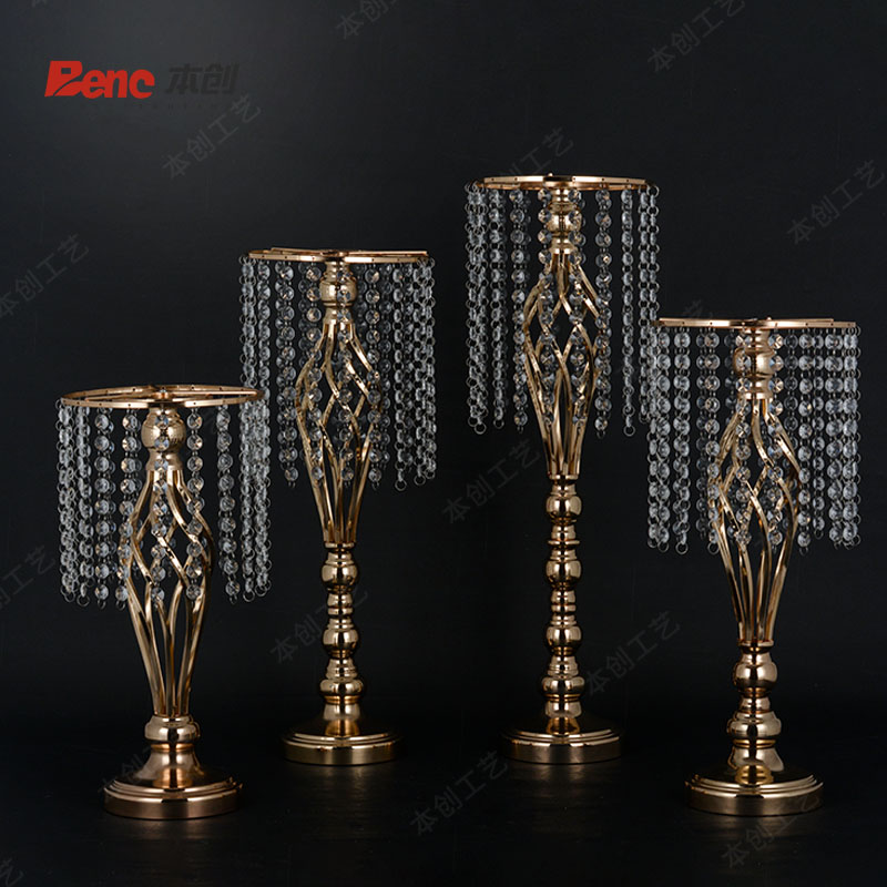 婚庆道具桌花水晶烛台麻花摆件饰品西餐桌面装饰电镀路引跨境代发