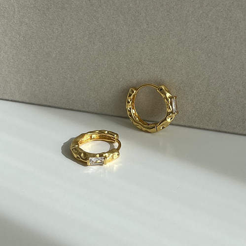 复古简约女锆石耳圈耳环