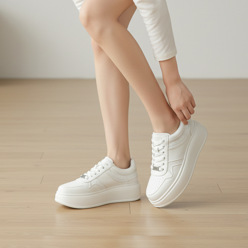 【宁儿专享】鞋王怒推-增高6cm休闲小白鞋25398