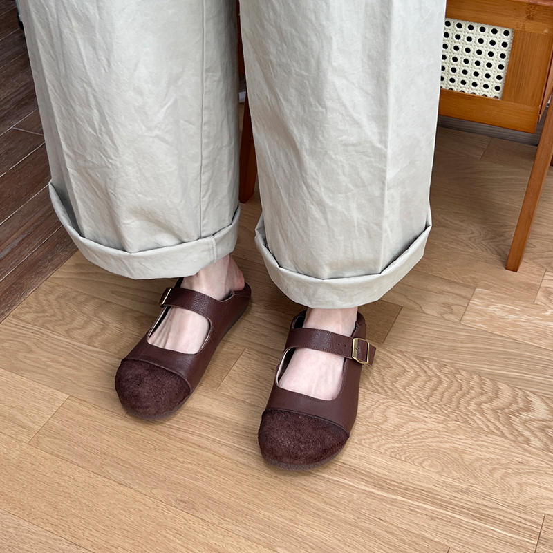 林印象日系森女勃肯鞋一字扣带玛丽珍鞋2025春季新款两穿厚底单鞋