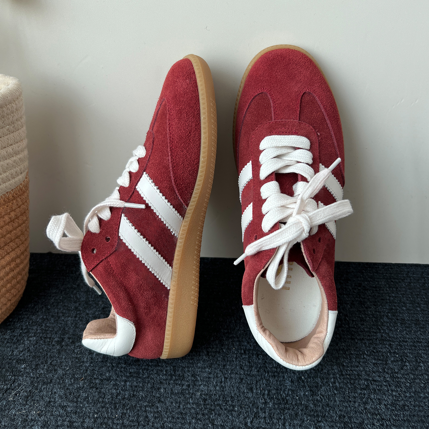 林印象复古小红鞋真皮牛反绒德训鞋女春夏款休闲板鞋厚底系带单鞋