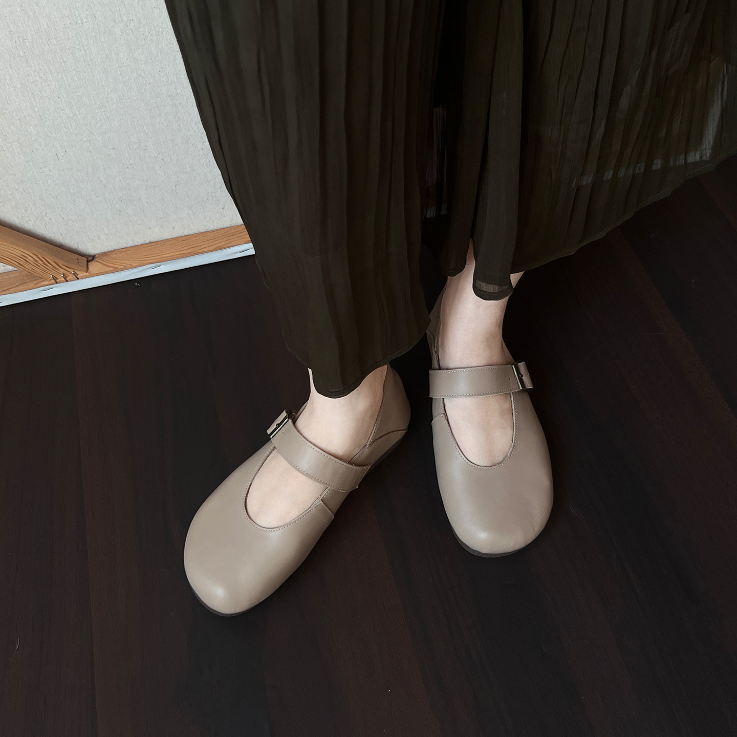 林印象复古浅口单鞋女真皮牛皮厚底平底鞋丑萌娃娃鞋勃肯玛丽珍鞋