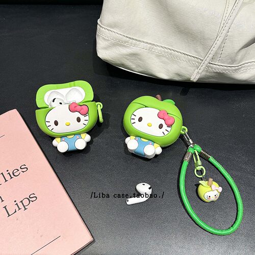 可爱青苹果猫咪Airpods耳机壳