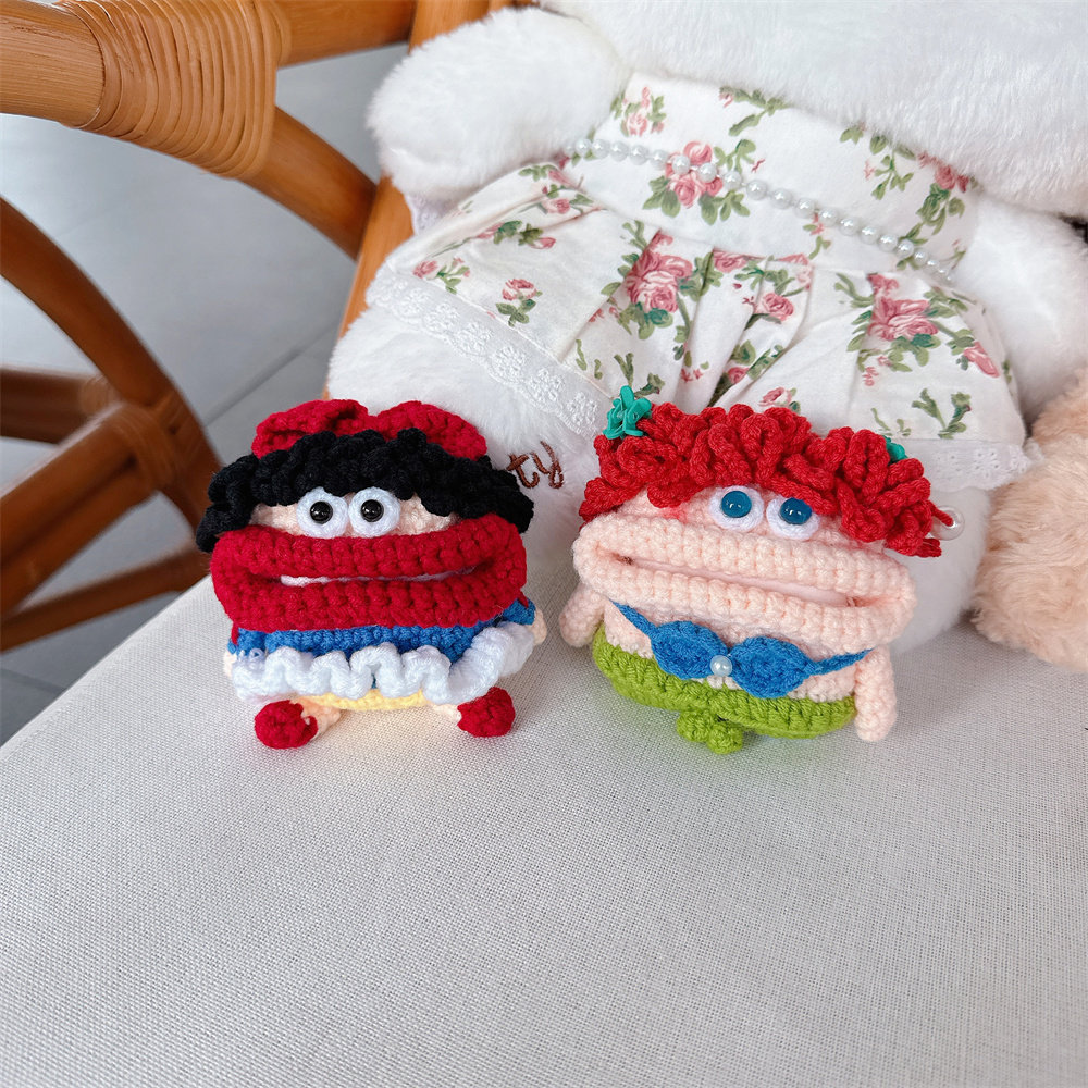 毛绒针织香肠嘴适用airpodspro3保护套新款airpods4耳机套三代pro2苹果无线搞怪耳机保护壳女款毛绒套个性潮