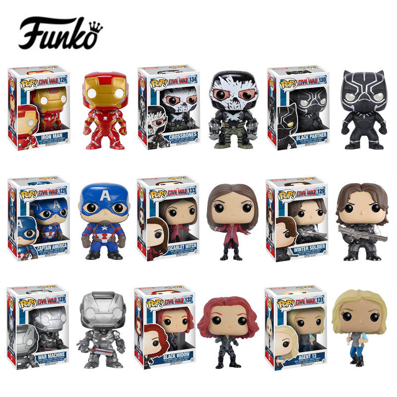 Funko POP正版漫威美国队长3 内战钢铁侠红女巫摇头公仔手办模型