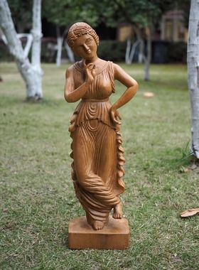 双子商店 孤品中古希腊制手工木雕女神装饰摆件 希腊女神像