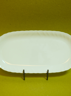 双子商店 孤品中古日本制泽武浮雕贝壳海浪纹白瓷椭圆长盘