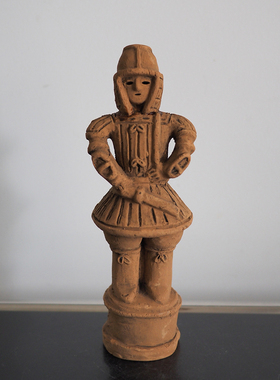 中古红陶人物摆件红陶佣兵摆件