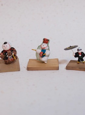 双子商店 孤品中古日本制手工陶制日本乡土玩具迷你装饰摆件