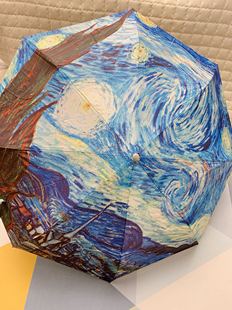 手开晴雨伞 艺术感 防晒防雨两用伞 油画伞 2色入 梵高系列