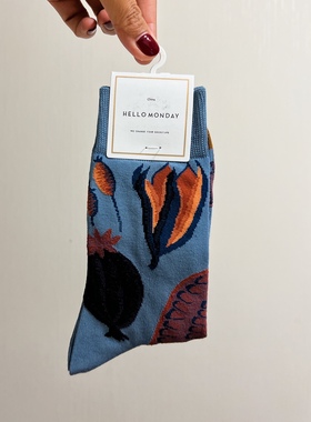 34216hello袜子女新款秋款长袜男女植物花卉精梳棉潮袜 运动商务