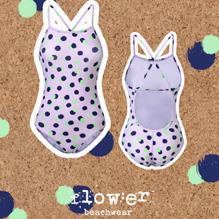 FLOW ER撞色波点竞速泳衣｜中低叉｜单层无胸垫｜带挂钩｜送胸贴