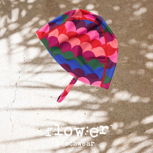 大头星人游泳适用 舒适不勒头不易掉 FLOW ER原创彩虹布面泳帽