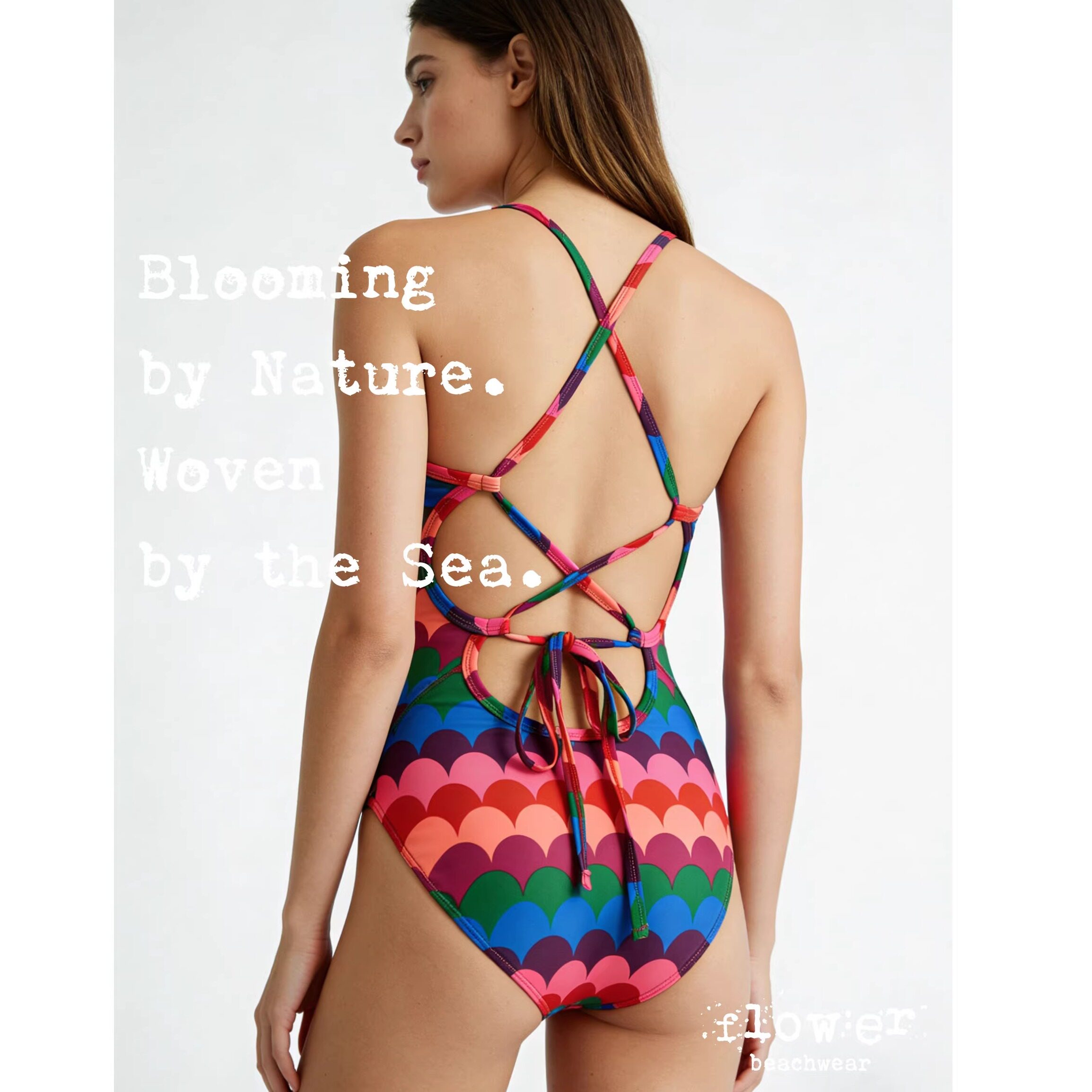 FLOW:ER彩虹千层竞速泳衣｜ 单层系带｜中叉｜带挂钩｜买即送胸贴