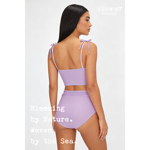 泳衣 度假风分体式 抽褶显瘦设计 ER原创浪漫紫蝴蝶结系带 FLOW