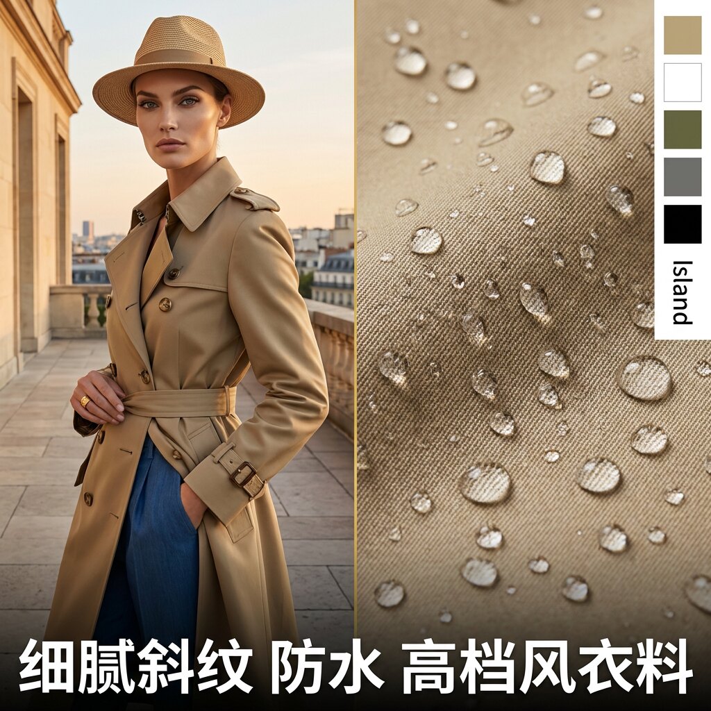 高端纯色多色防水哥弟哑光斜纹风衣布料裤子夹克设计师服装面料D