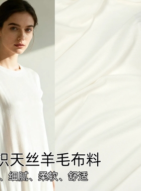 柔软弹力多色白色针织天丝羊毛布料薄款亲肤内搭连衣裙开衫面料C