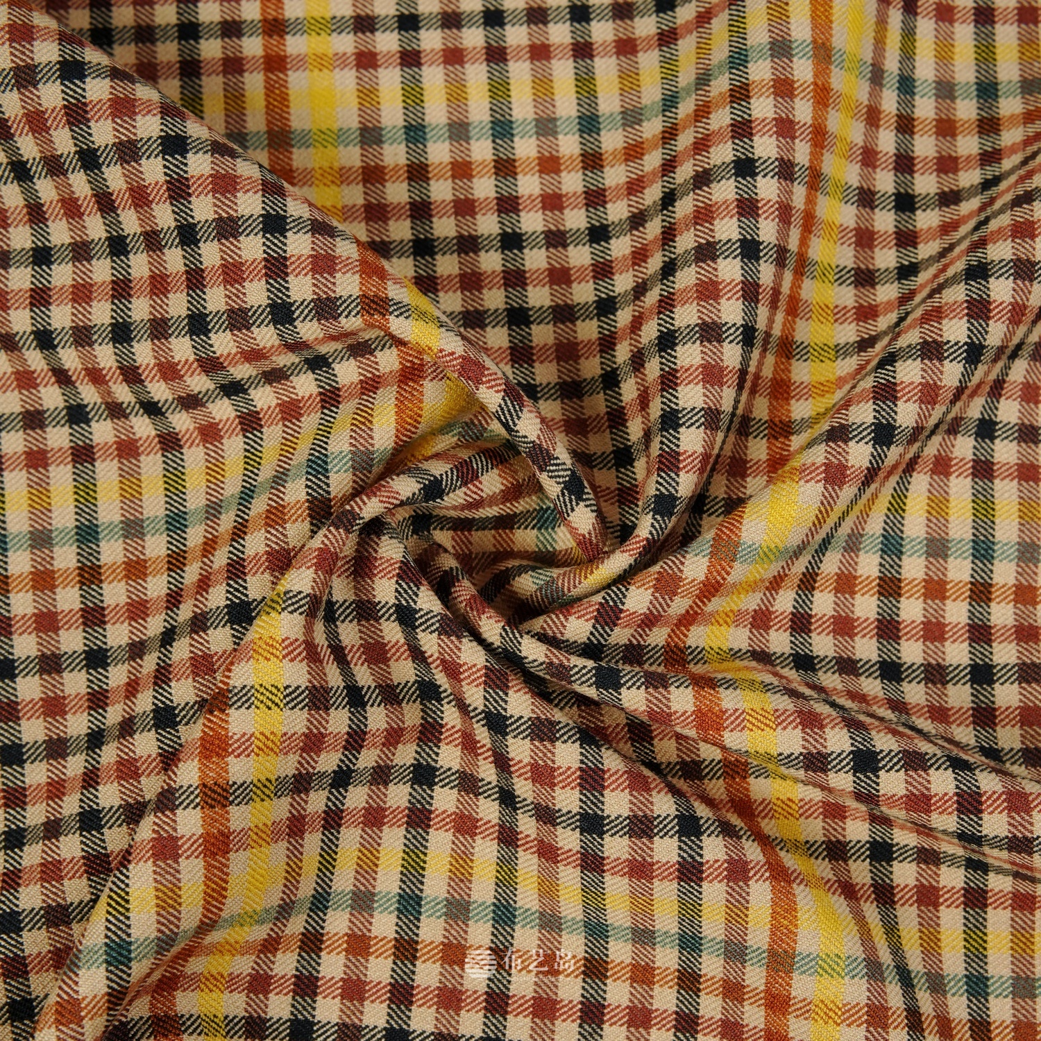 羊绒混纺彩色格子布料连衣裙布料