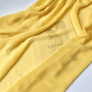 半透亮黄色肌理纹纯色化纤雪纺网纱面料 布艺岛 汉服连衣裙布料