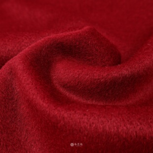 软糯手感酒红色单面顺毛羊毛羊绒布料外套半身裙裤子服装diy面料B