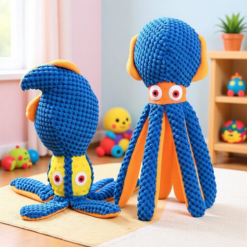 狗狗布绒玩具耐咬发声球毛绒章鱼八爪鱼玩具狗狗啃咬互动可爱玩具