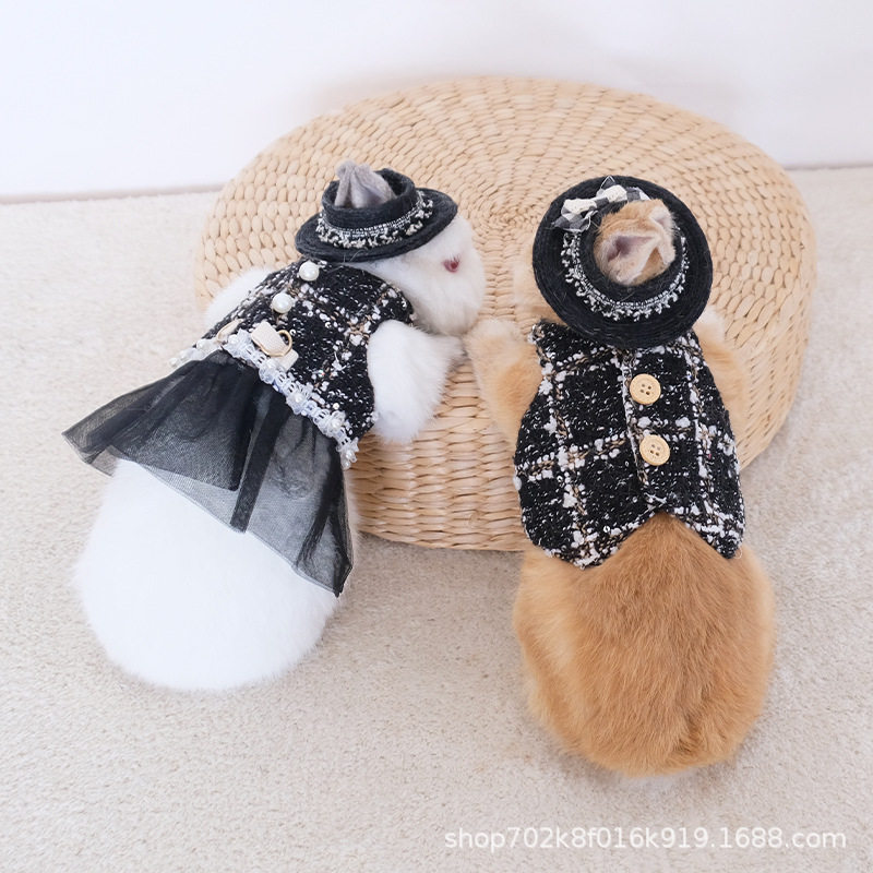 小香风兔兔衣服黑白格子情侣装宠物外出牵引绳兔子公主裙帽子可爱,宠物/宠物食品及用品,宠物周边及其他,淘宝优惠券,粉丝福利购,淘宝优惠卷