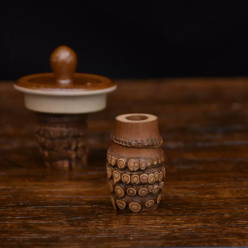 Large lacquer old bamboo root full lid covering handmade polishing bamboo nail lid.