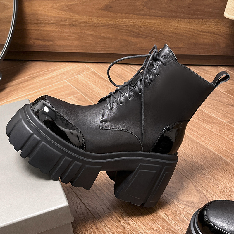 古菲斯奇女鞋松糕跟短筒马丁靴子